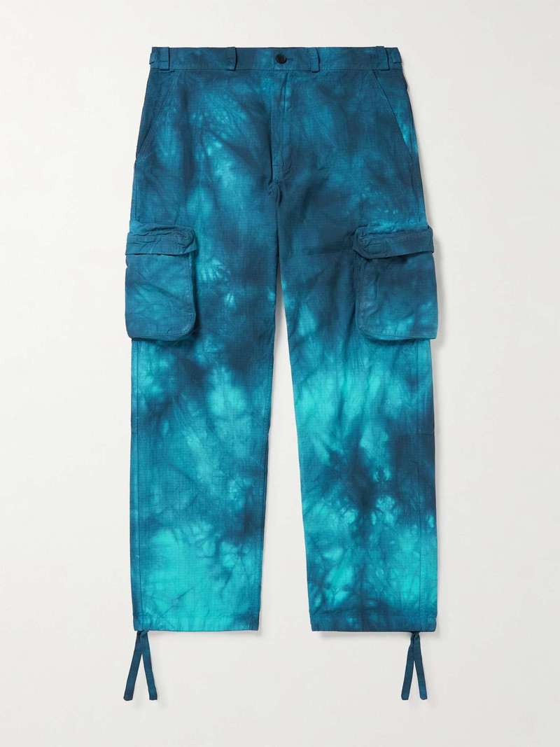 Wide-Leg Tie-Dyed Cotton Cargo Pants - 1