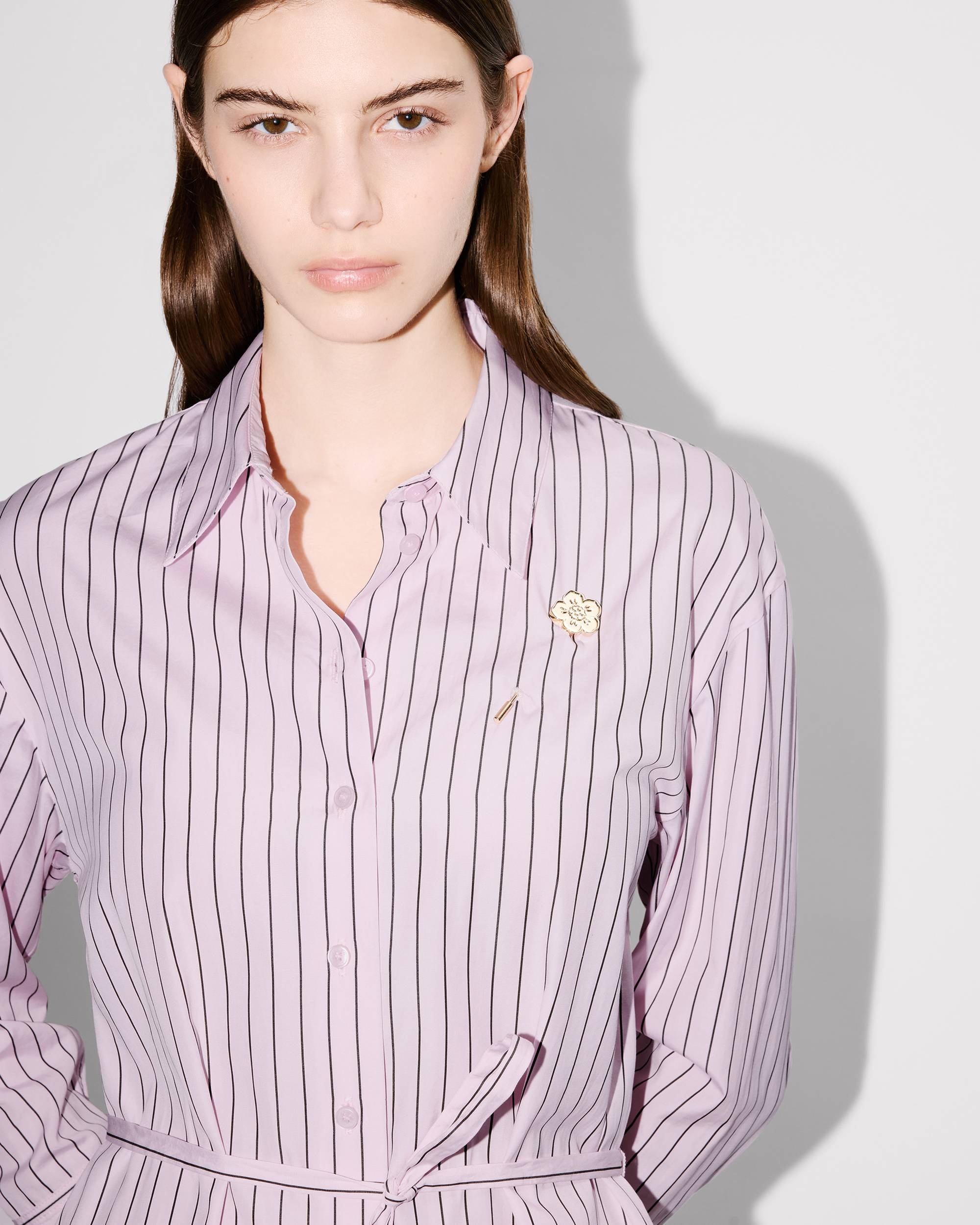 'Boke Flower' pin midi shirting dress in cotton poplin - 7