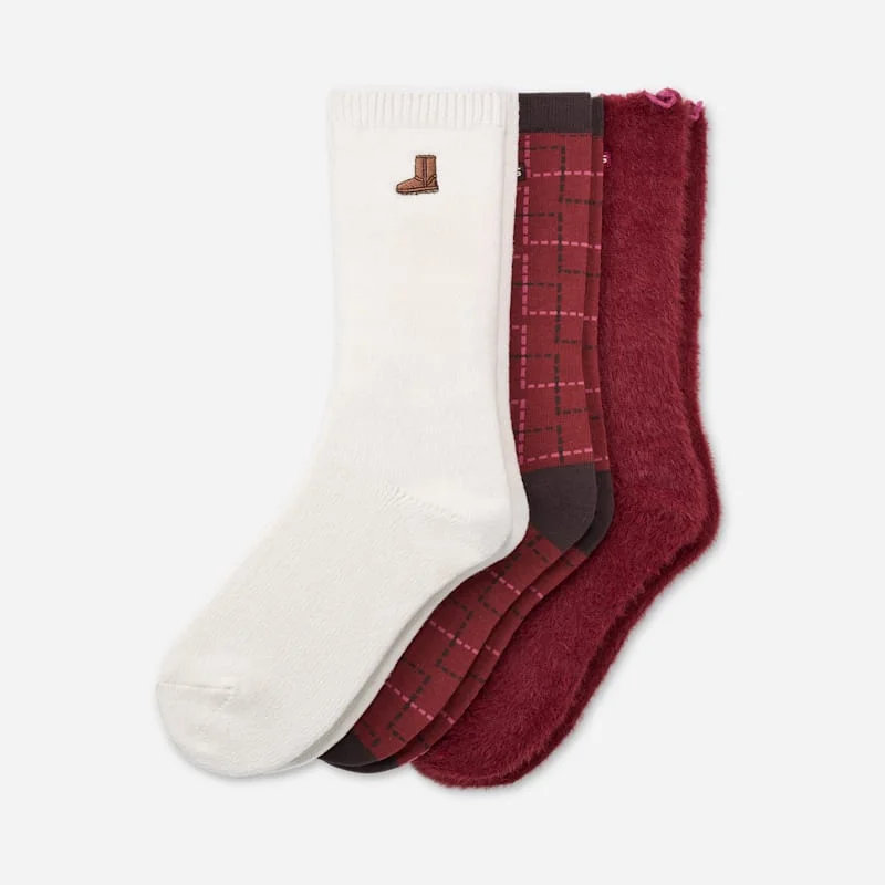 ® Women's ® Classic Crew 3 Pack in Classic Boot/Plaid/Coffee Berry - 1