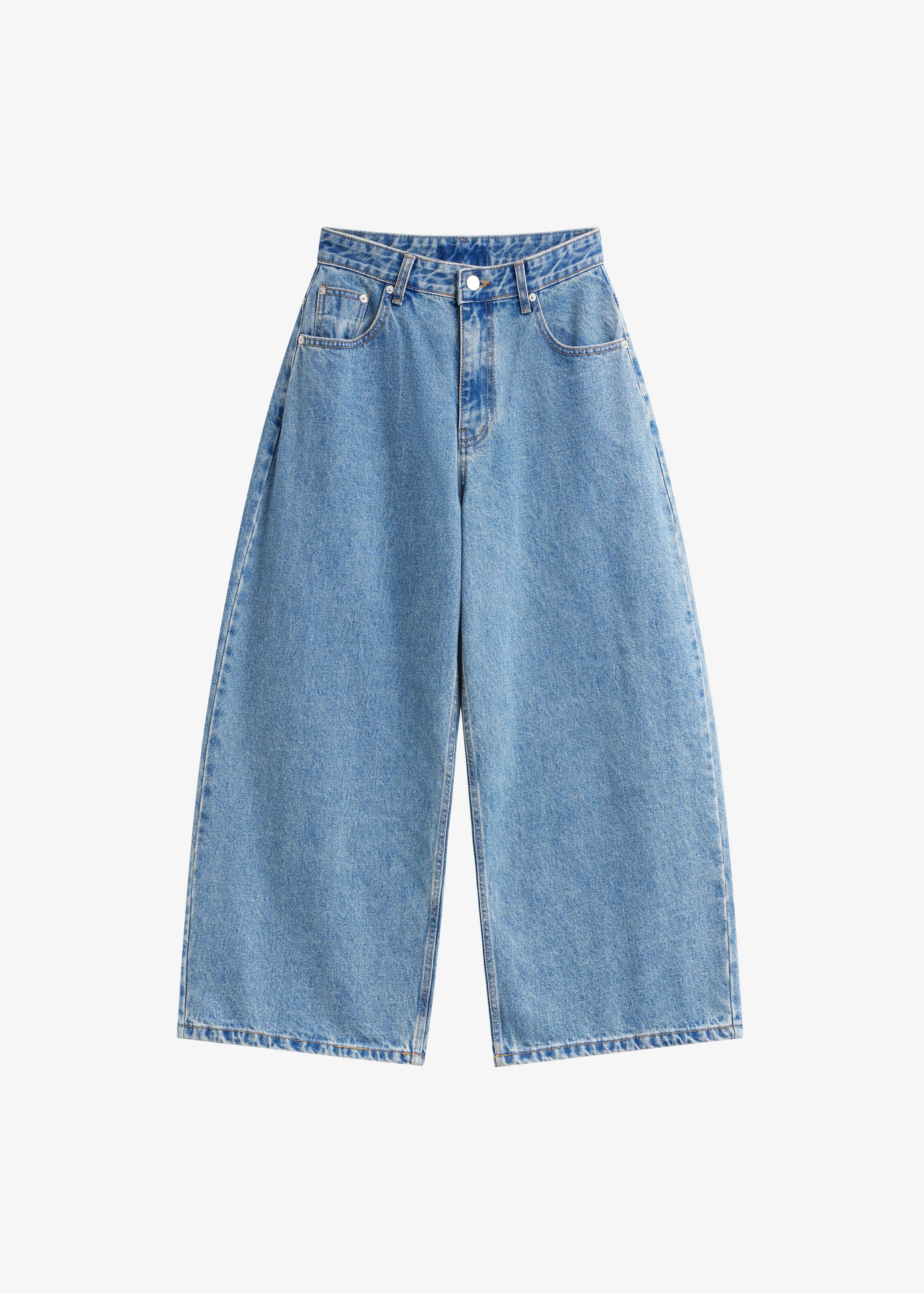 Palmi Cropped Barrel Leg Jeans - Medium Wash - 1