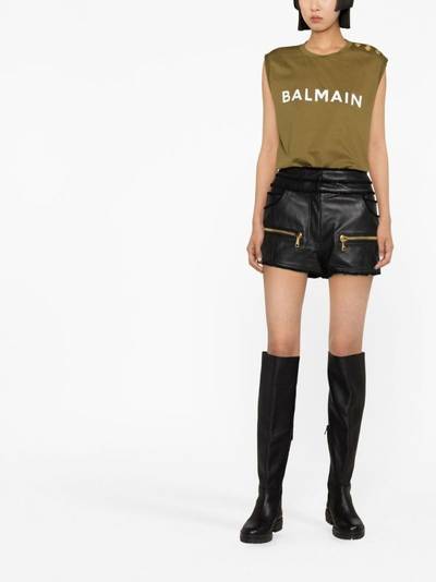Balmain mid-rise leather shorts outlook