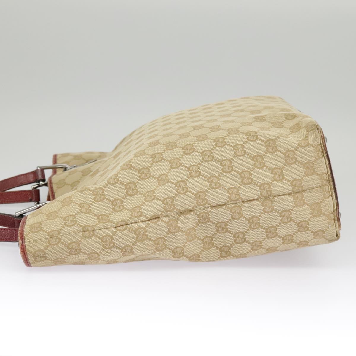 GUCCI GG Canvas Tote Bag Beige Silver Red - 3