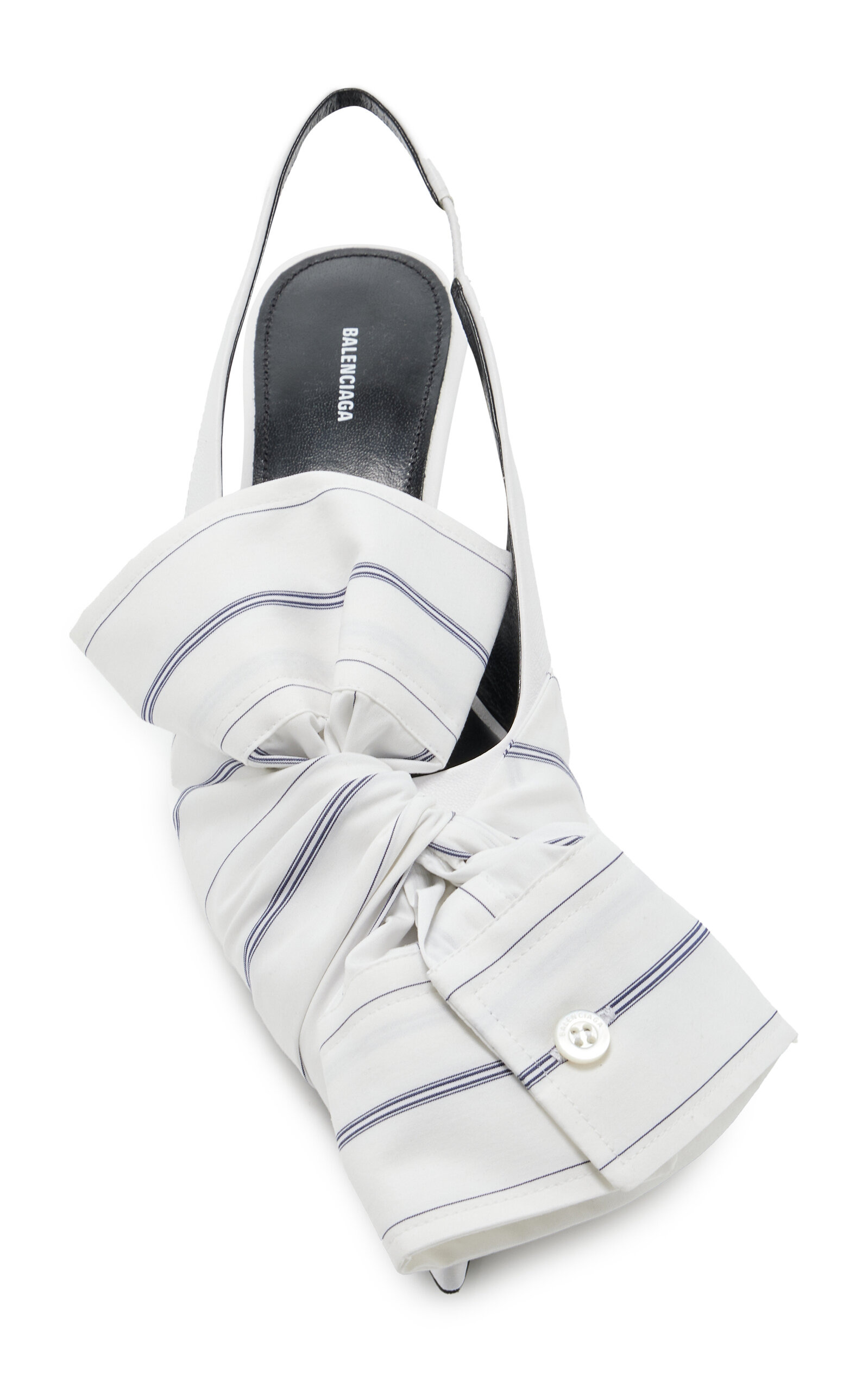 Chemise Tie-Detailed Leather Slingback Pumps blue - 3