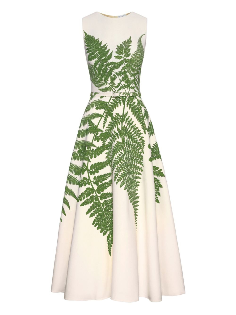 fern-print belted midi dress - 1