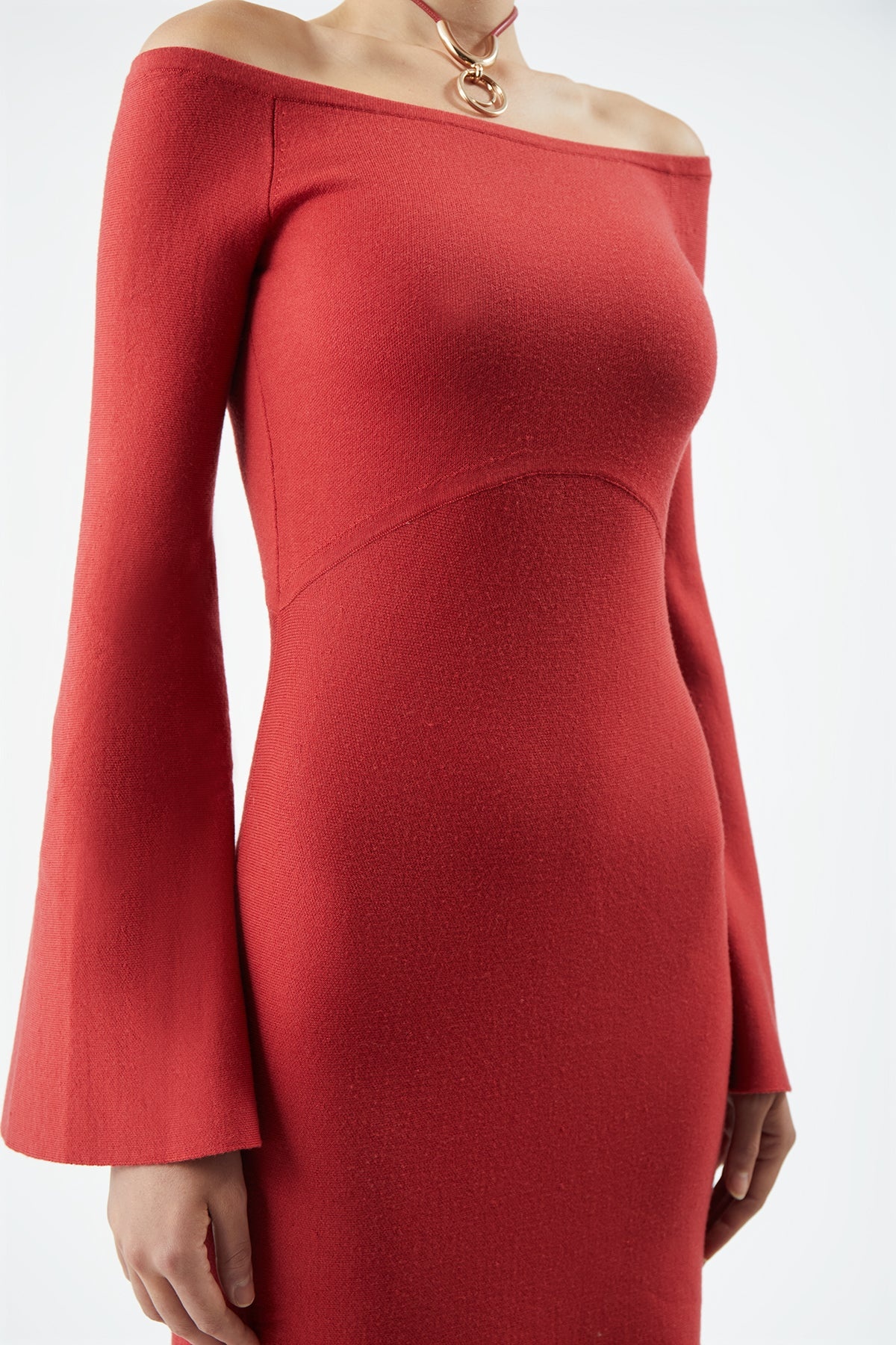 Shar Knit Dress in Red Merino Wool Cashmere - 6