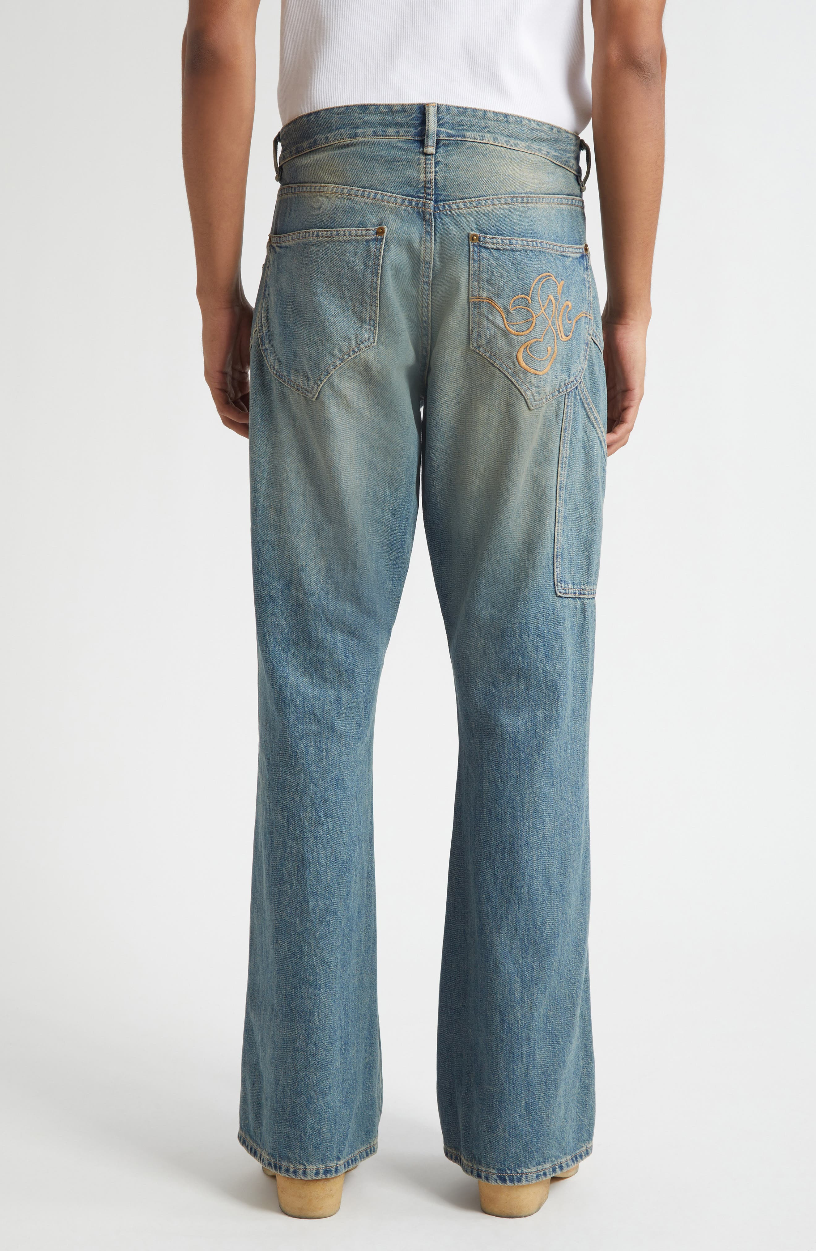 STOCKHOLM SURFBOARD CLUB Hawk Bootcut Carpenter Jeans in Sand Blue at Nordstrom - 3
