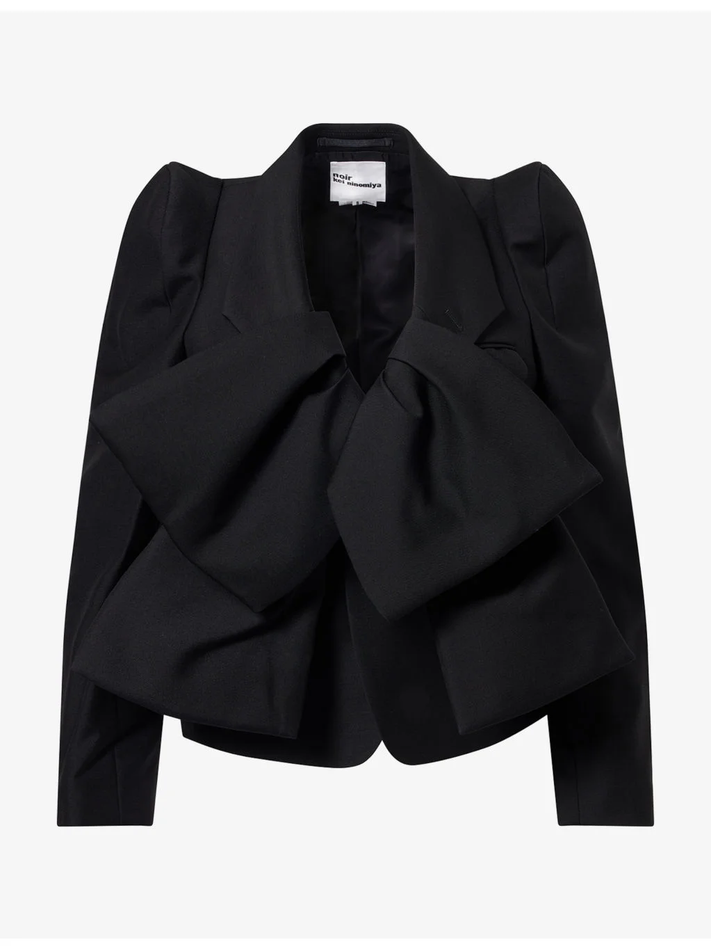 Oversized-Bow Notch-Lapel Wool Jacket - 1