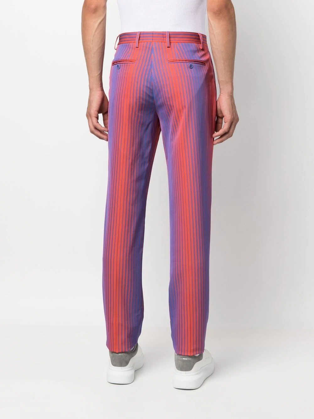 stripe-pattern straight-leg trousers - 4