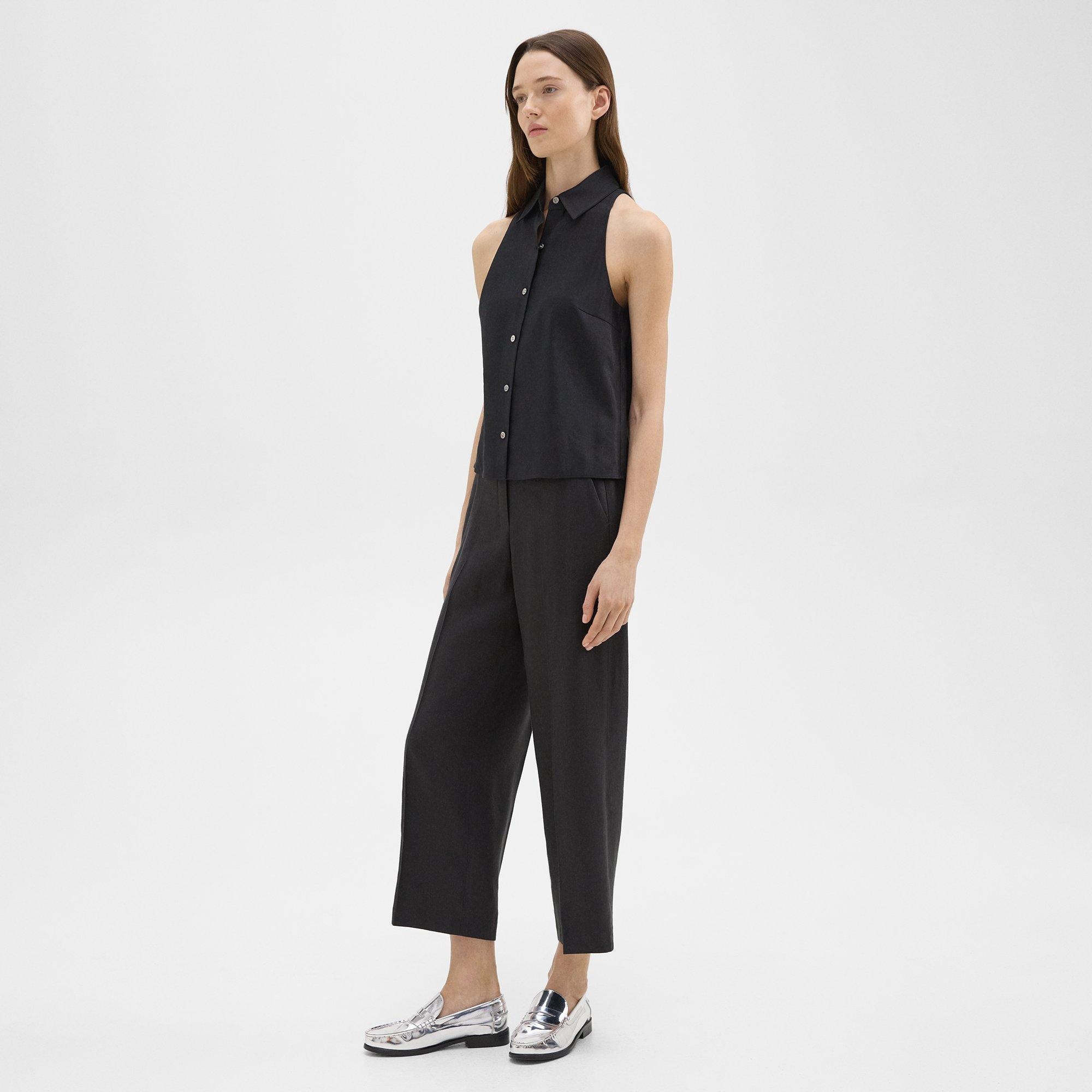 Straight Pull-On Pant in Linen-Viscose - 3