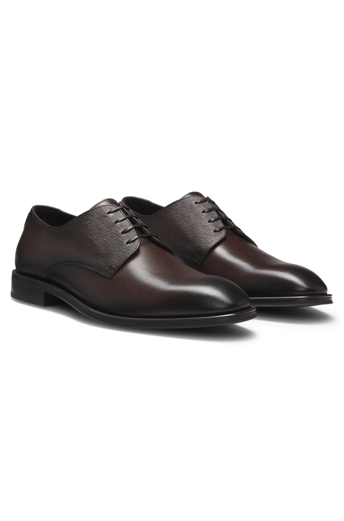 PLAIN AND STRUCTURED DERBY SHOES IN LEATHER - 2