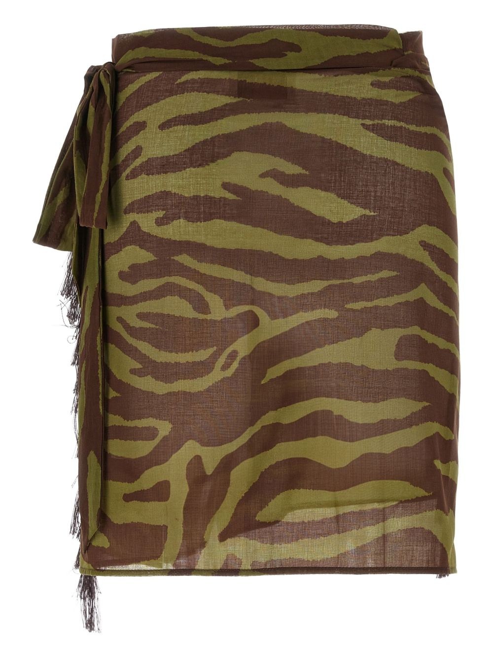 zebra print fringed sarong beach cover-up - 2