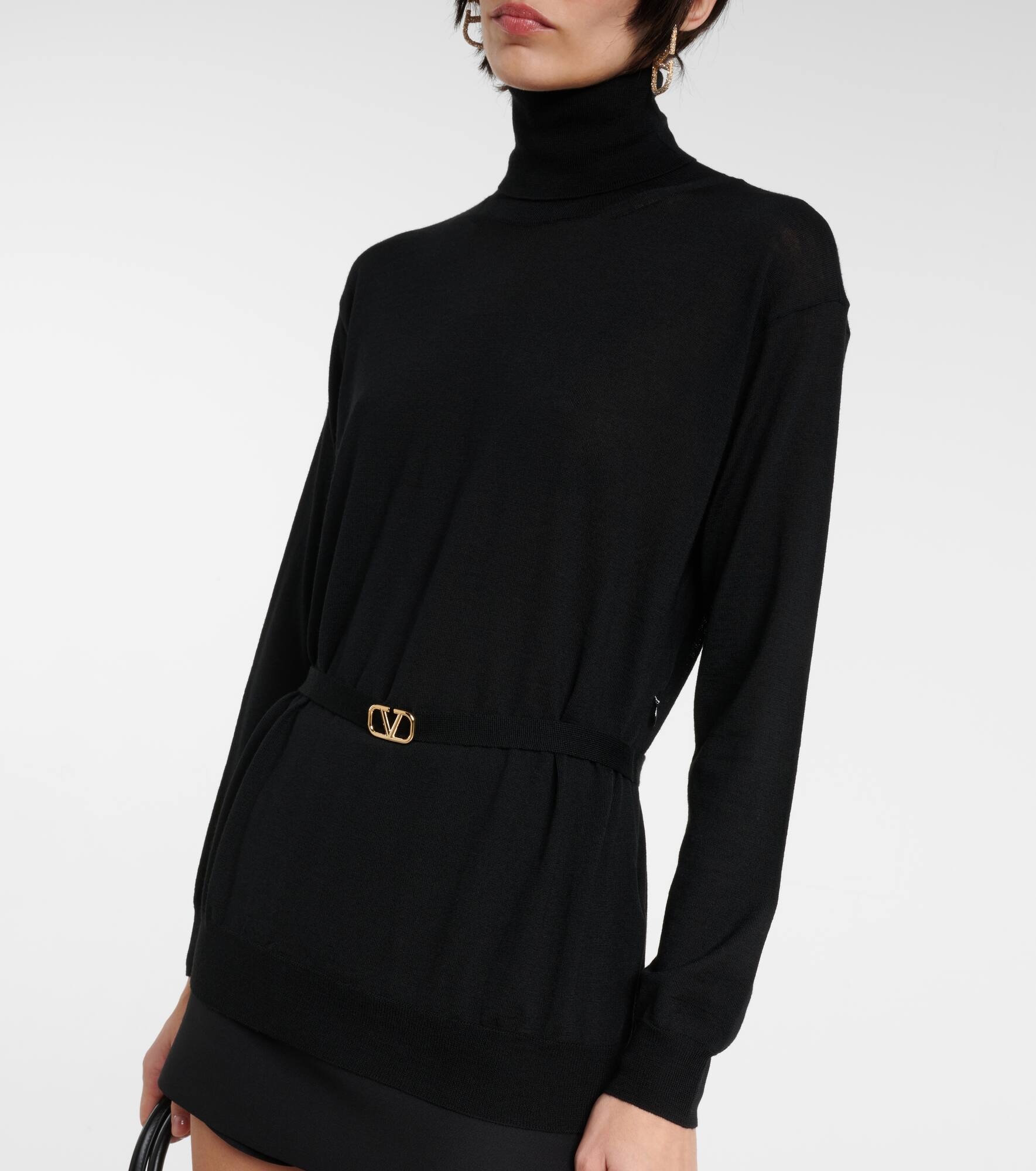 Belted virgin wool turtleneck sweater - 5