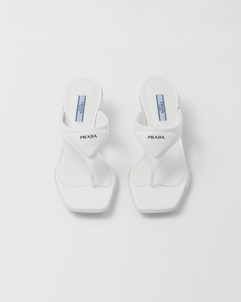 Prada Brushed leather high-heeled thong sandals outlook