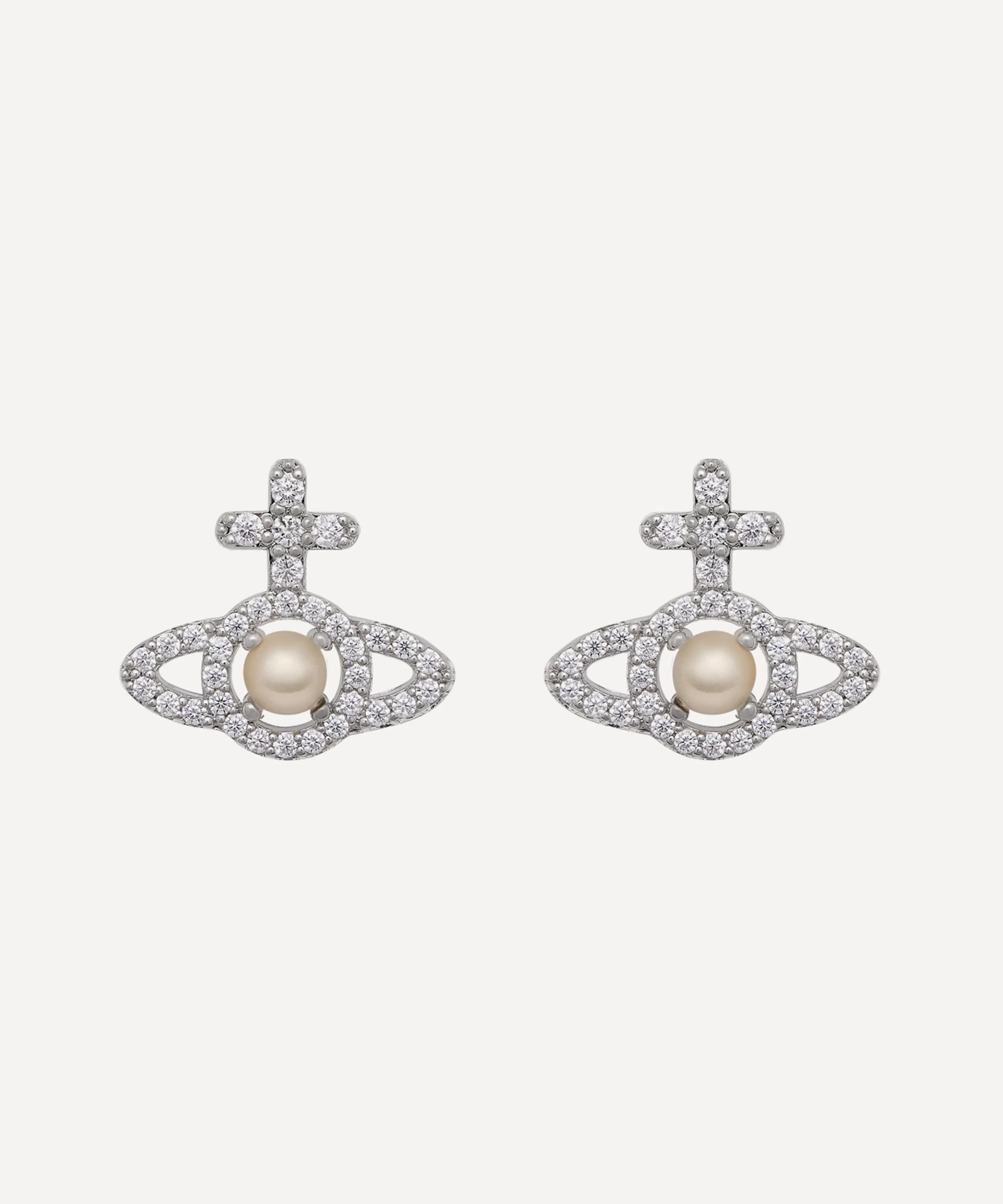 Platinum-Tone Olympia Pearl Stud Earrings - 1