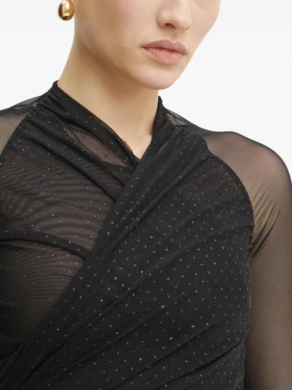 rhinestone-embellished mesh mini dress - 5