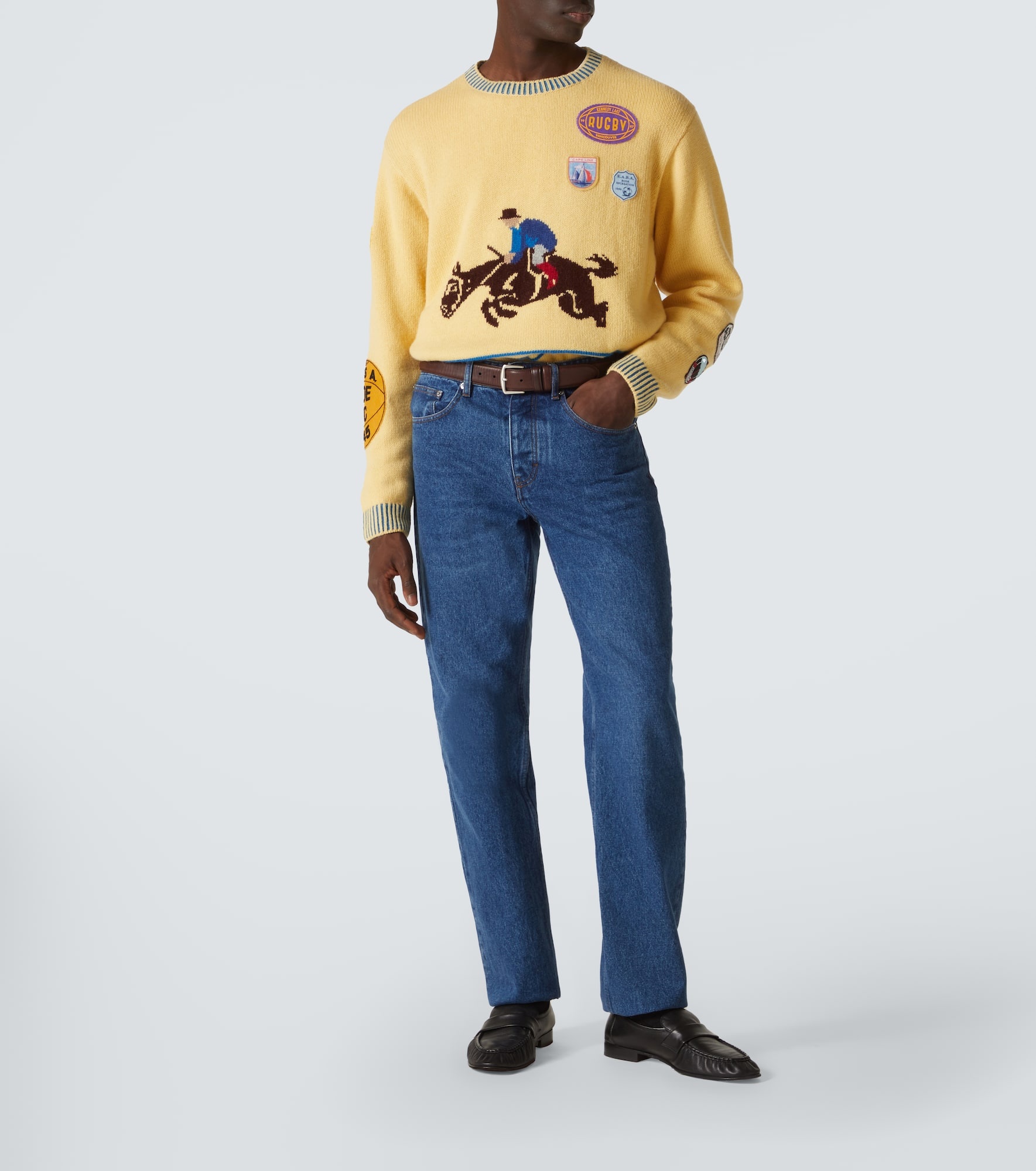 Jockey patch-appliqué alpaca and wool sweater - 2