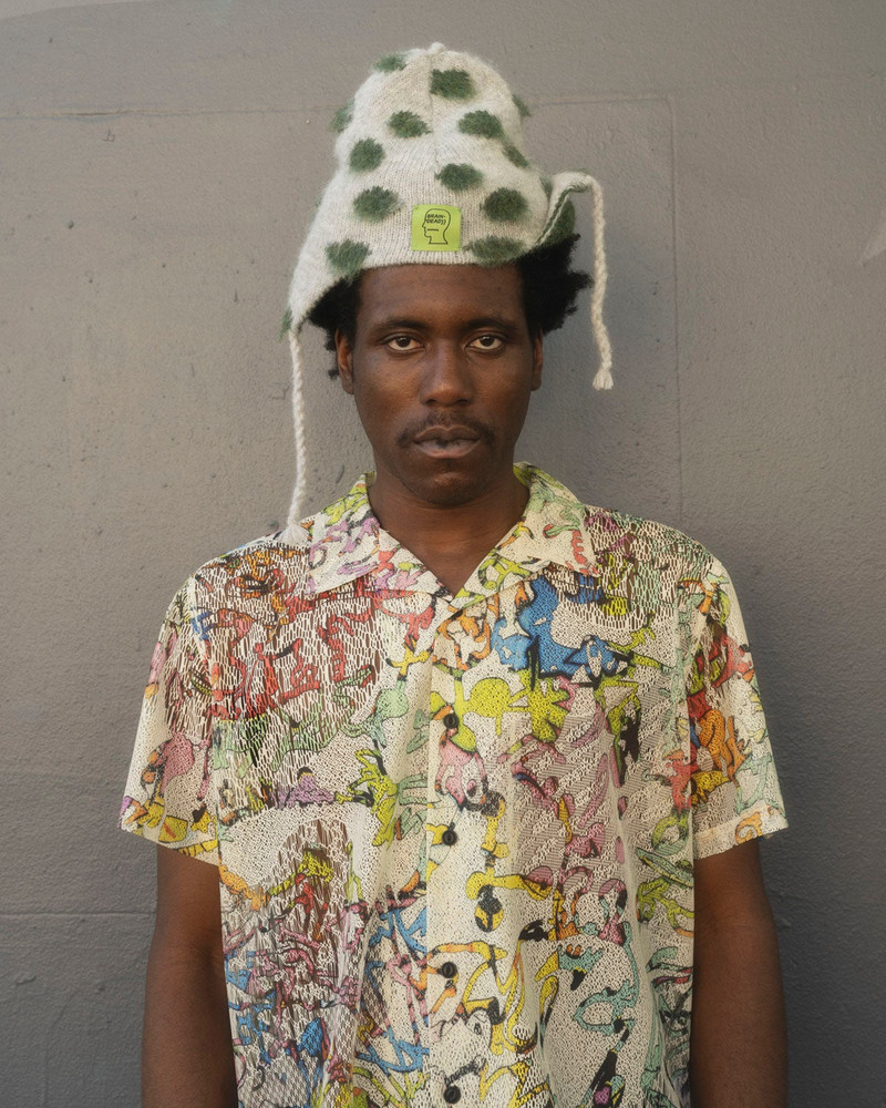 Alpaca Knit Polka Dot Ear Flap Beanie - Olive 4