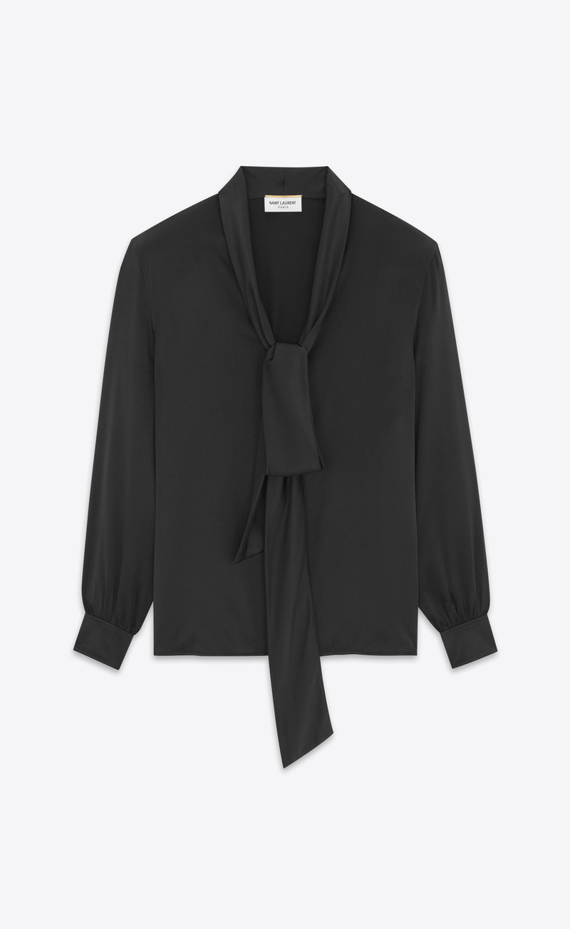 lavallière-neck shirt in silk satin 1