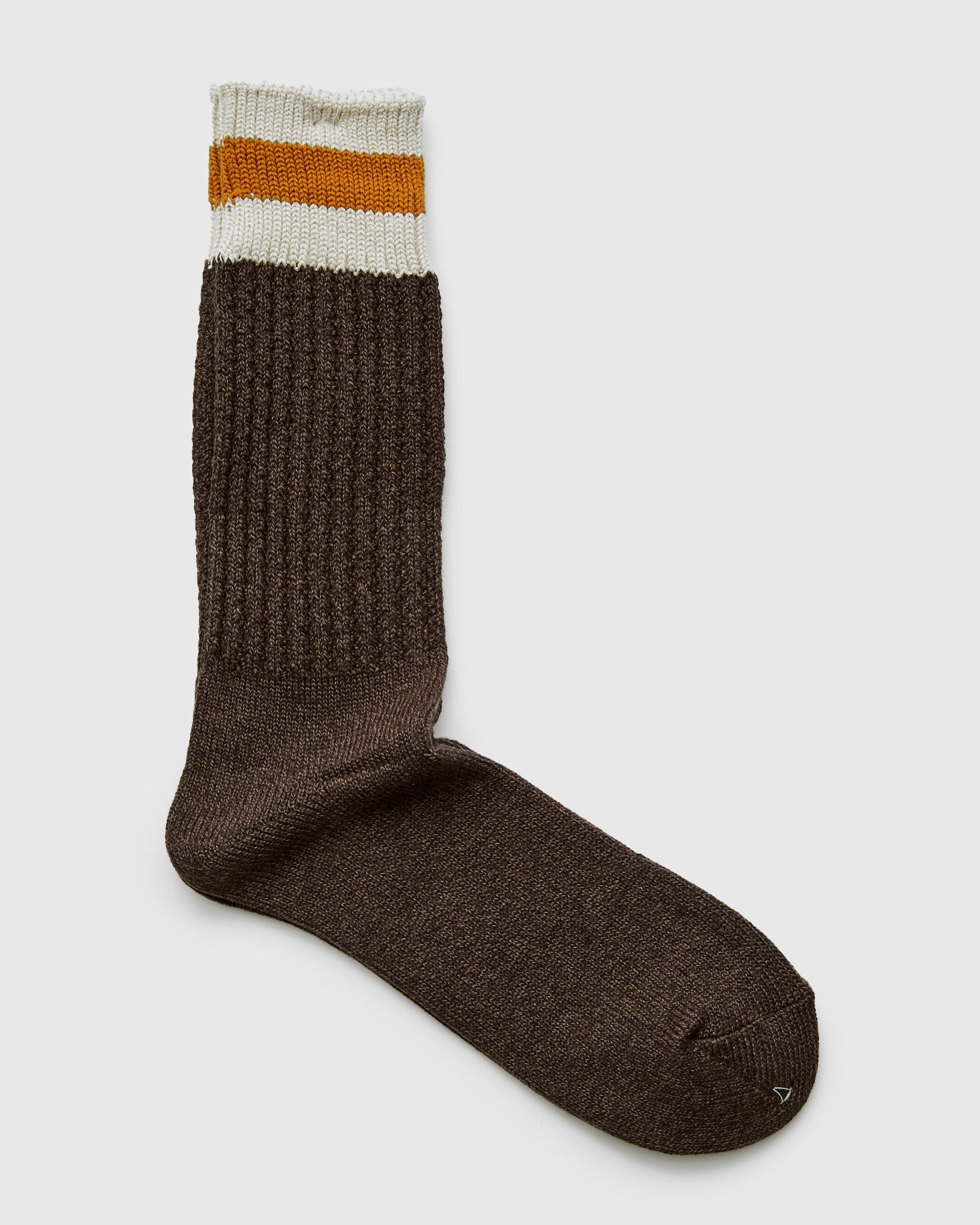 Cabin Stripe Crew Sock in Dark Brown - 2