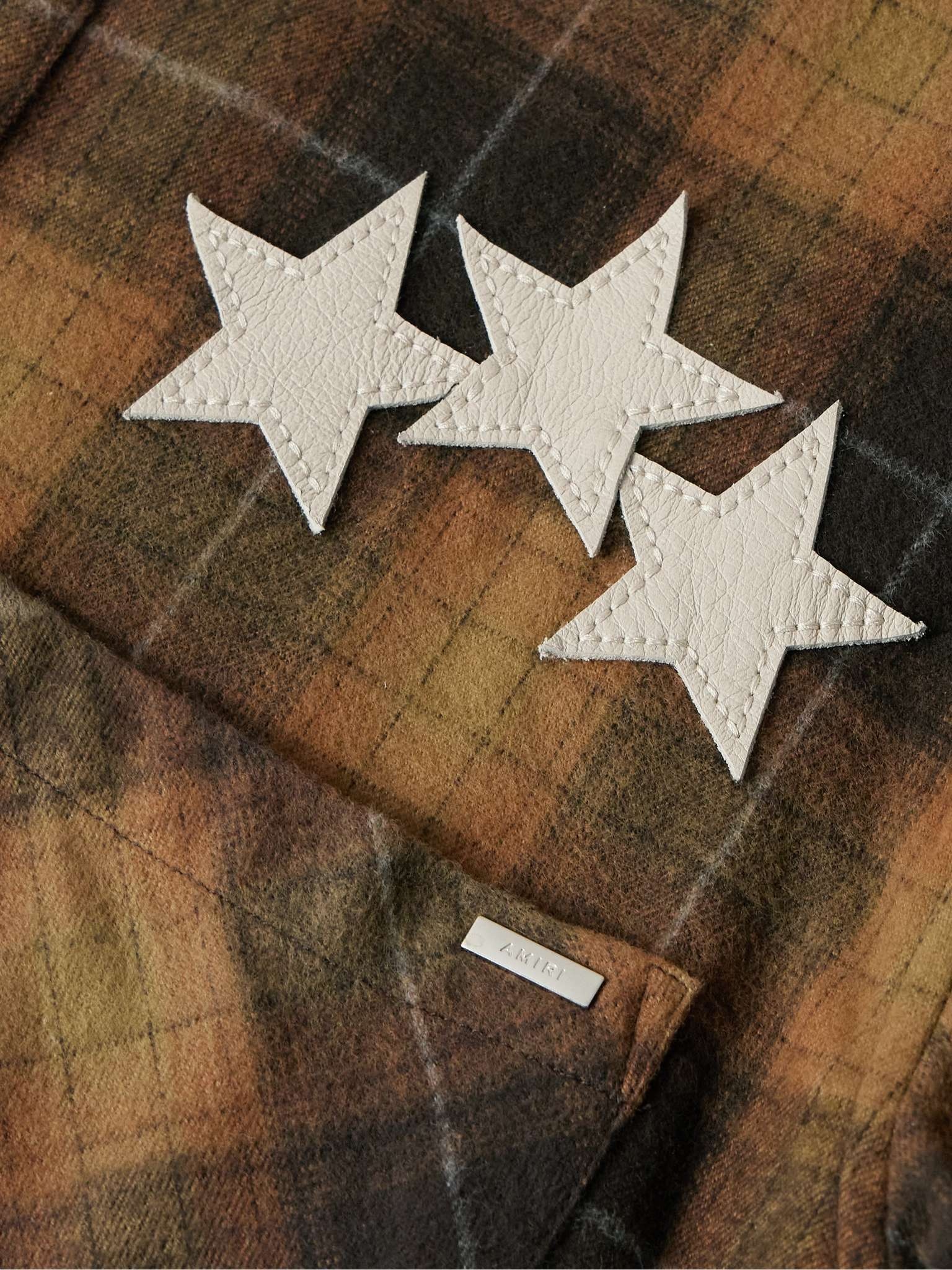 Leather-Appliquéd Logo-Embroidered Checked Cotton-Flannel Shirt - 4