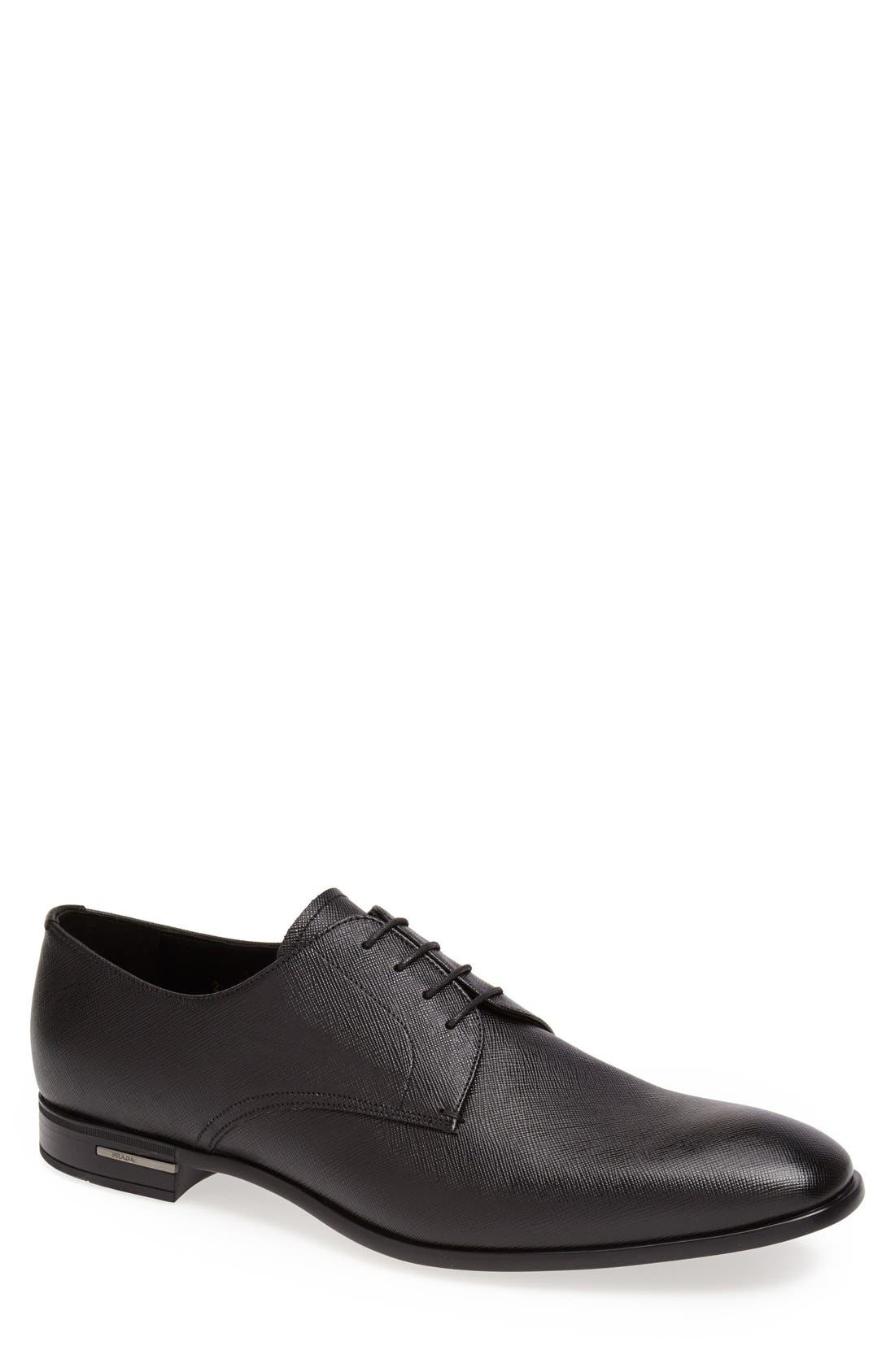 Prada Plain Toe Derby in Black at Nordstrom - 1