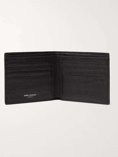 SAINT LAURENT Logo-Appliquéd Croc-Effect Leather Billfold Wallet outlook