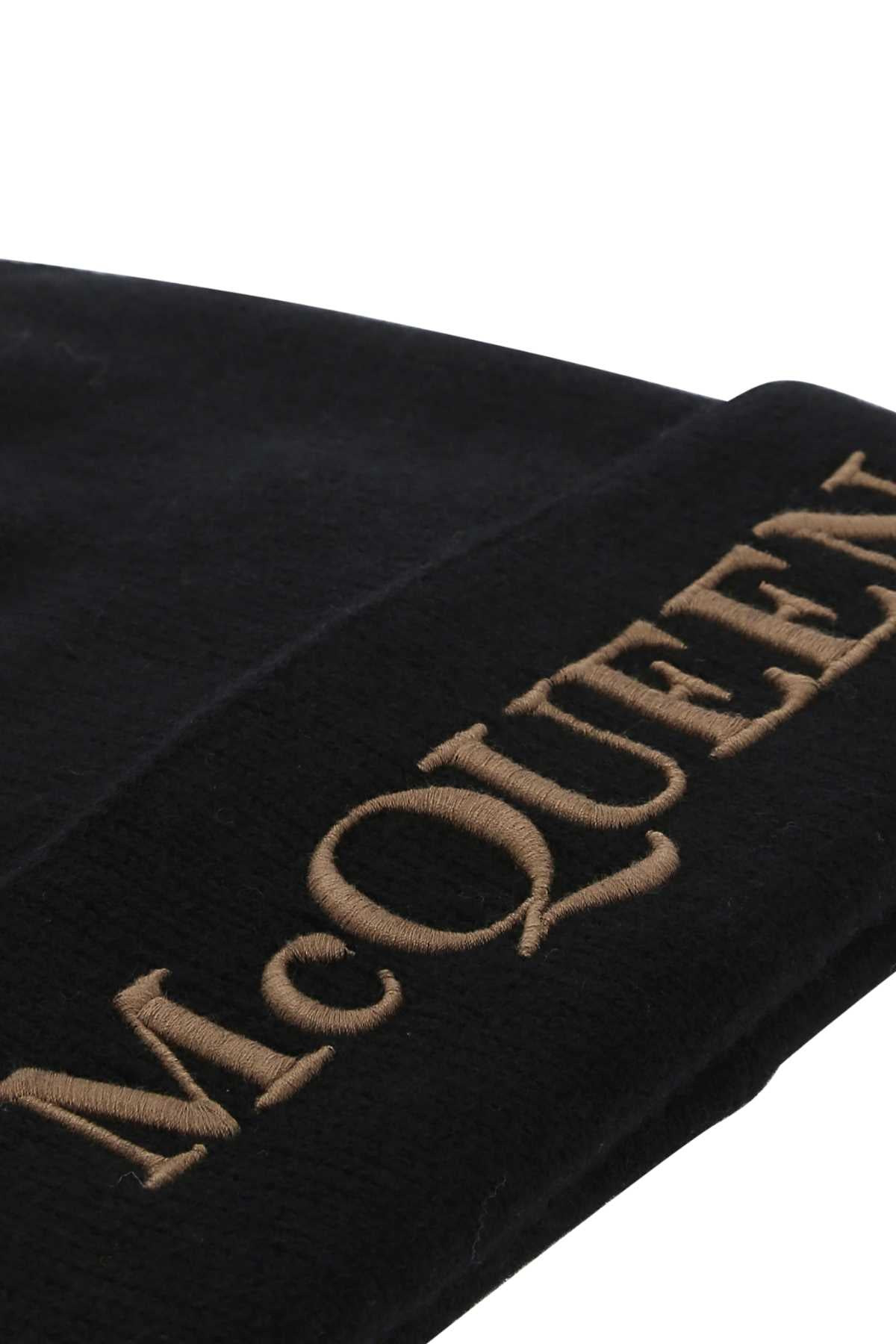Alexander Mcqueen Men Black Cashmere Beanie Hat - 3