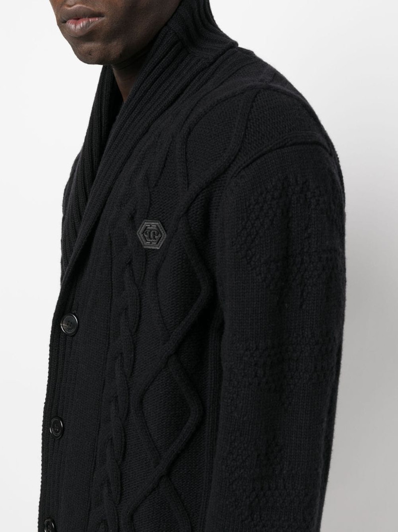cable-knit distressed-finish cardigan 5