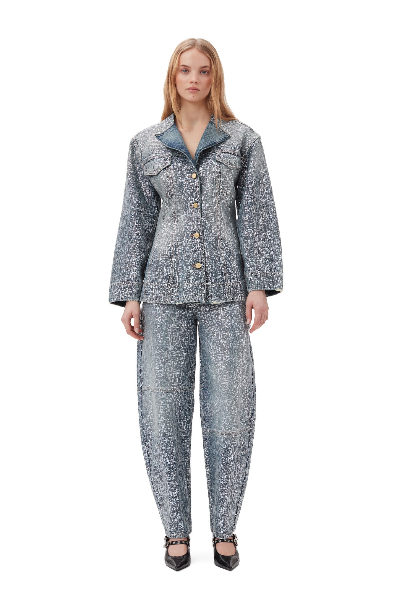 SPARKLE DENIM FITTED BLAZER - 4