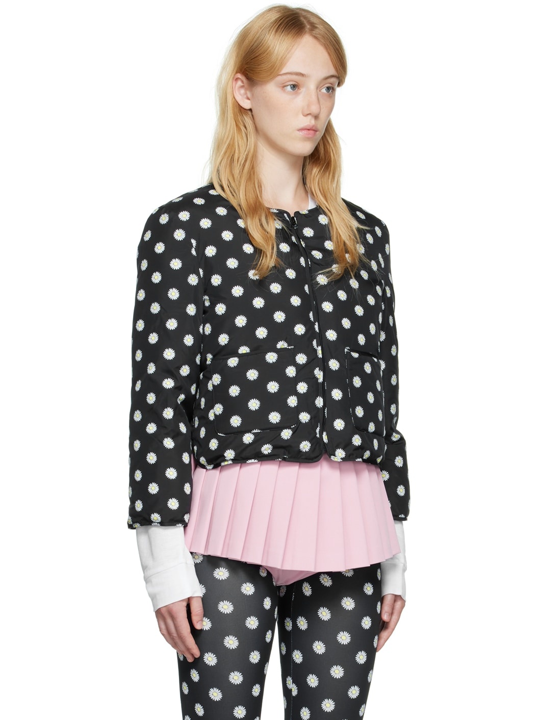 Black Daisy Dot Down Jacket - 2