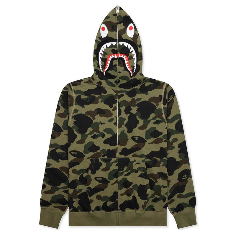 1ST CAMO SHARK FULL ZIP HOODIE - GREEN - 1