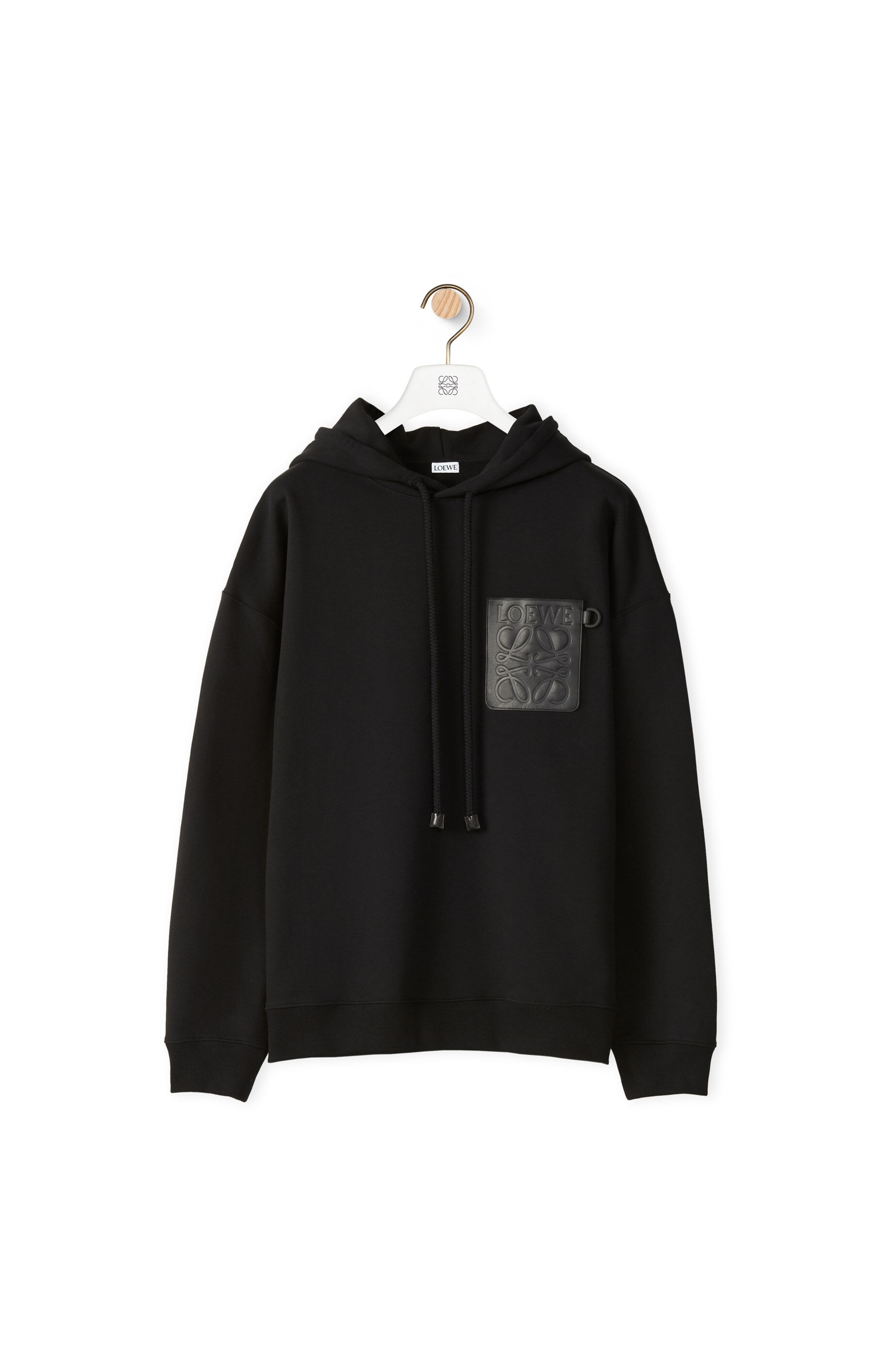 Anagram leather patch hoodie in cotton - 1