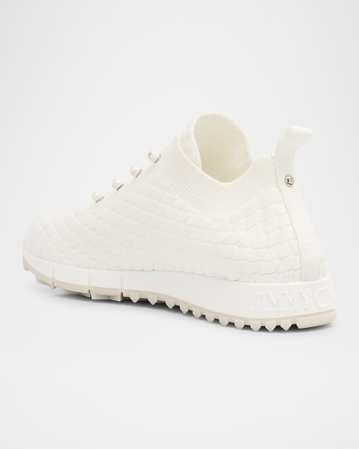 Veles Cotton Knit Pearly Stud Sneakers - 4