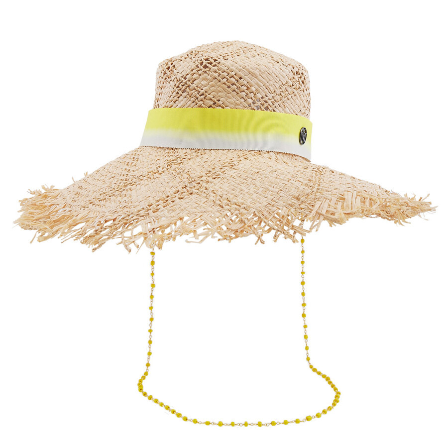 Maison Michel Ladies Yellow Big New Kendall Tie Dye Ribbon Hat - 4