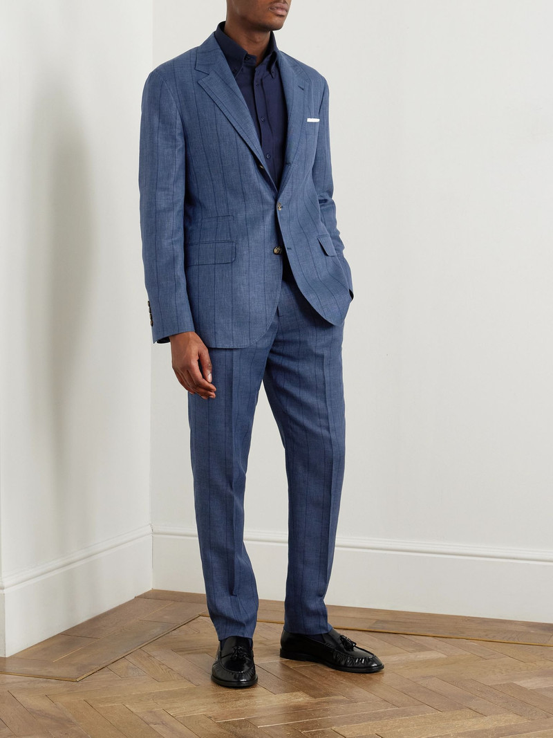 Brunello Cucinelli Wool, Linen and Silk-Blend Suit Jacket Navy outlook