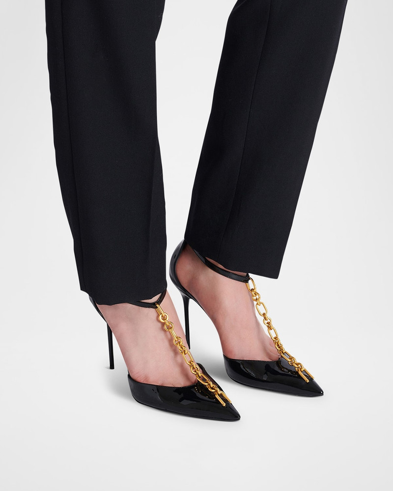 Balmain Sync Patent Leather Chain T-Strap Pumps outlook