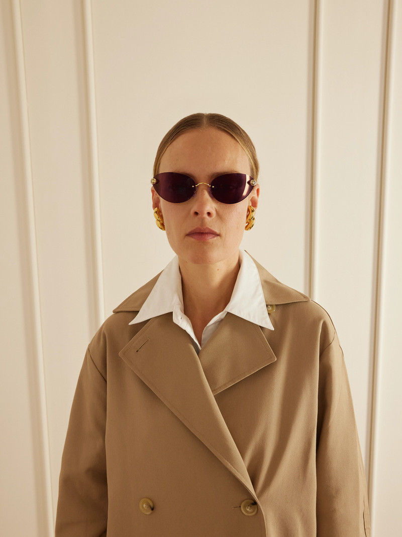 Cartier Panthère De Cartier Rimless Cat-eye Gold-tone Sunglasses outlook