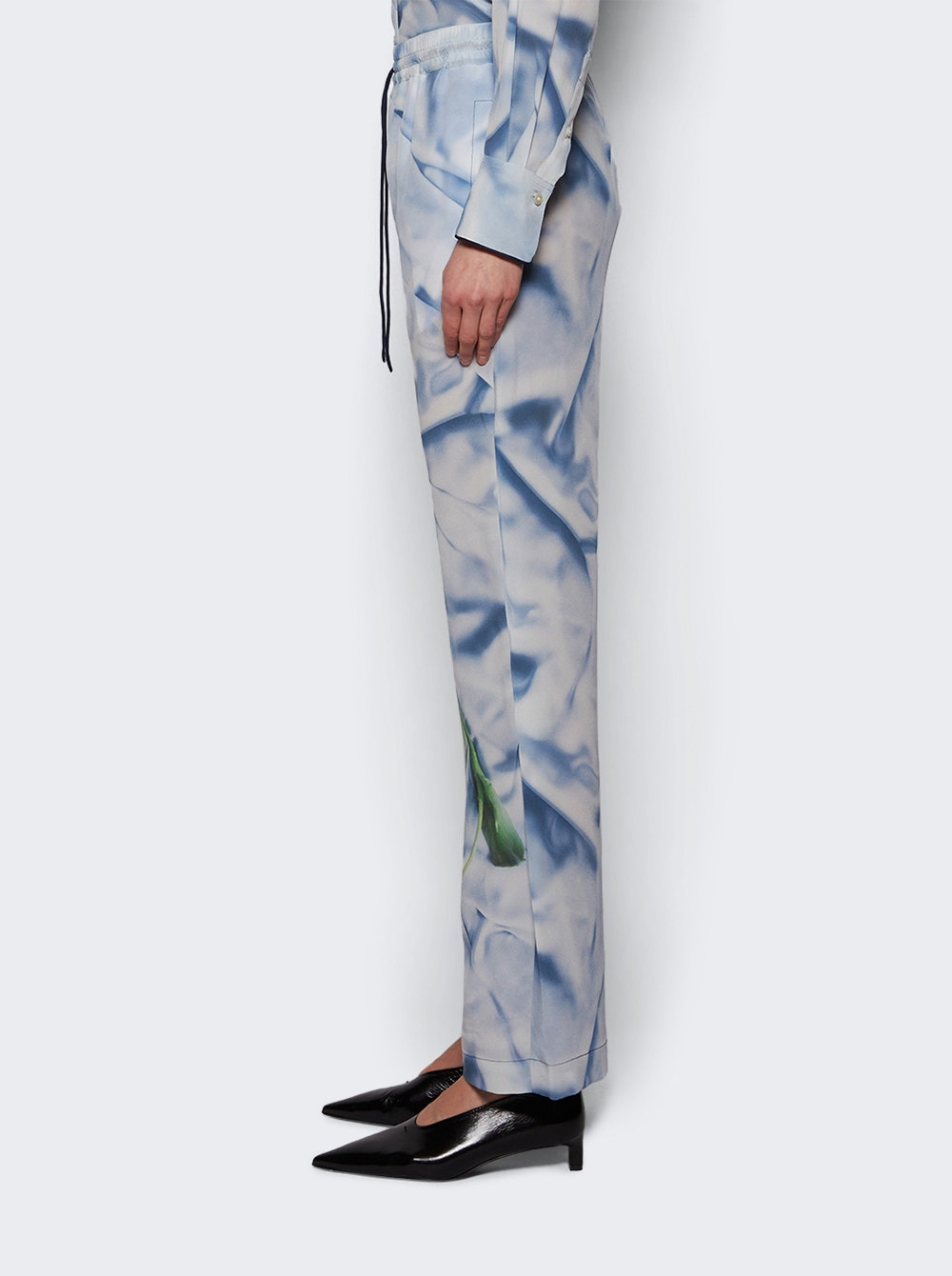 Pleat Detail Pyjama Trouser Flower Ice Blue - 4