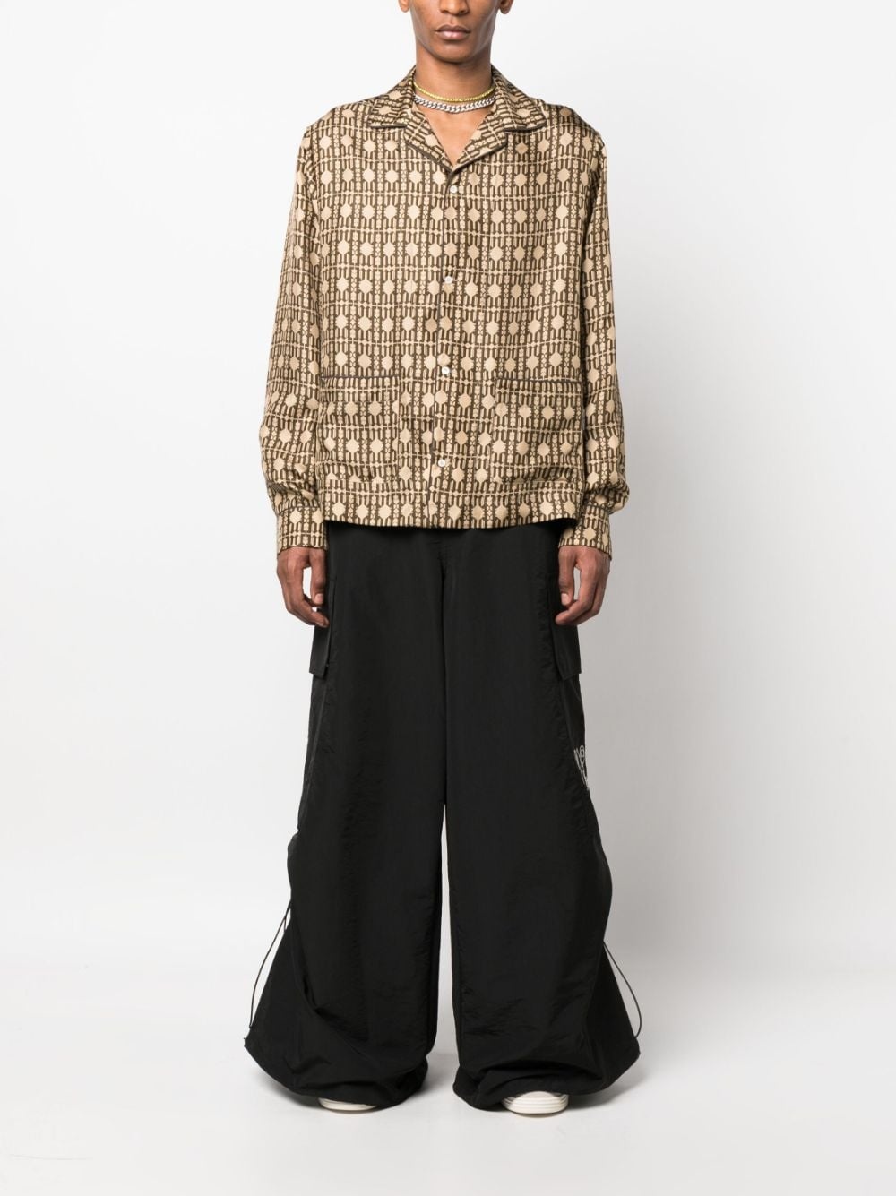 monogram-print silk shirt - 2