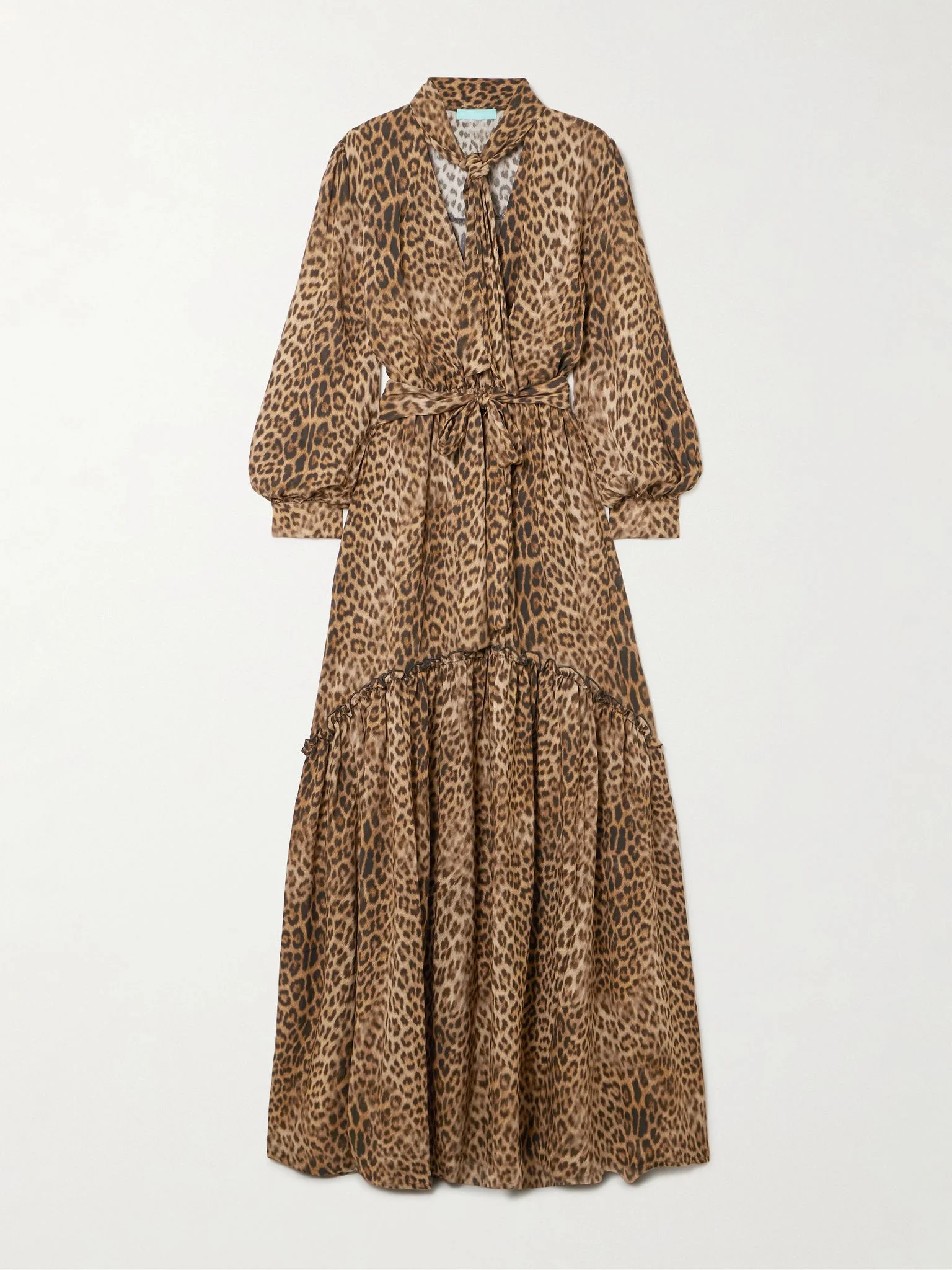 Skylar scarf-detailed belted printed crepe maxi dress Leopard print - 1