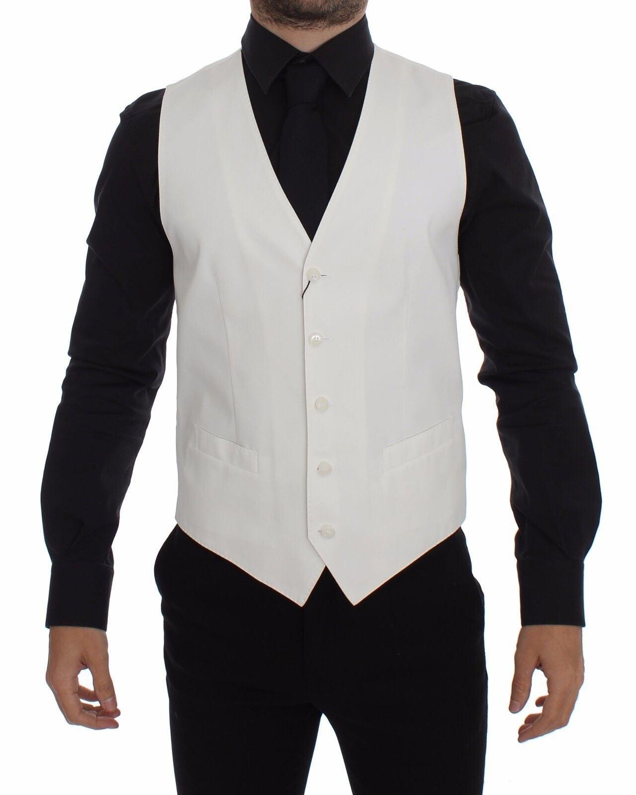 Dolce & Gabbana White Cotton Silk Blend Dress Vest Blazer - 1