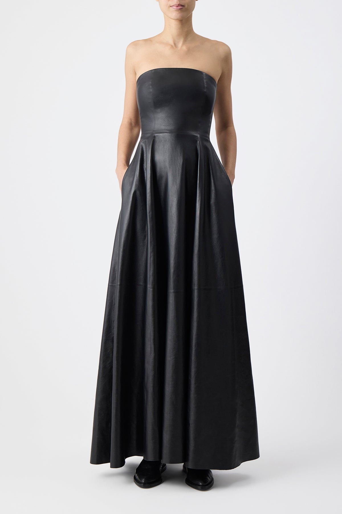 Rhone Dress in Black Nappa Leather - 5