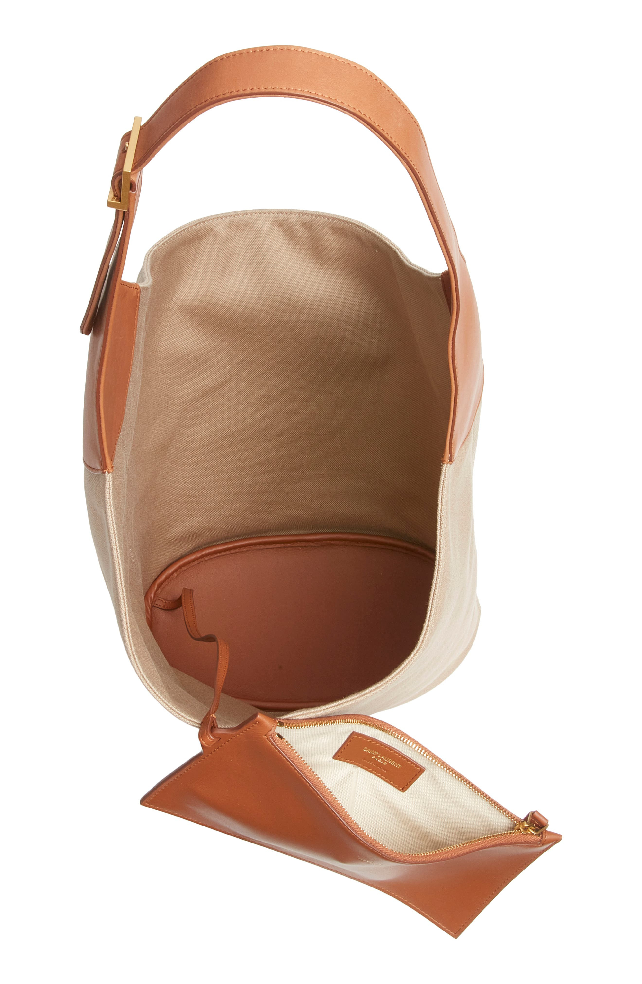 Saint Laurent Le 5 À 7 Canvas & Leather Hobo Bag in Desert Dust/Brick at Nordstrom - 3
