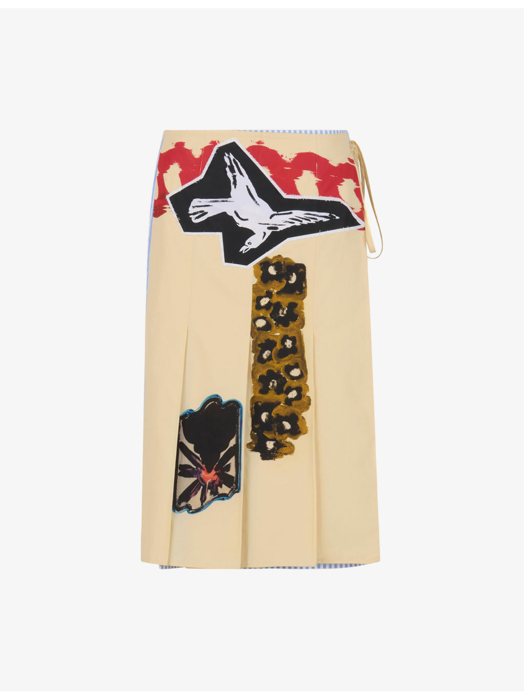Striped Abstract-Print Cotton Midi Skirt - 1