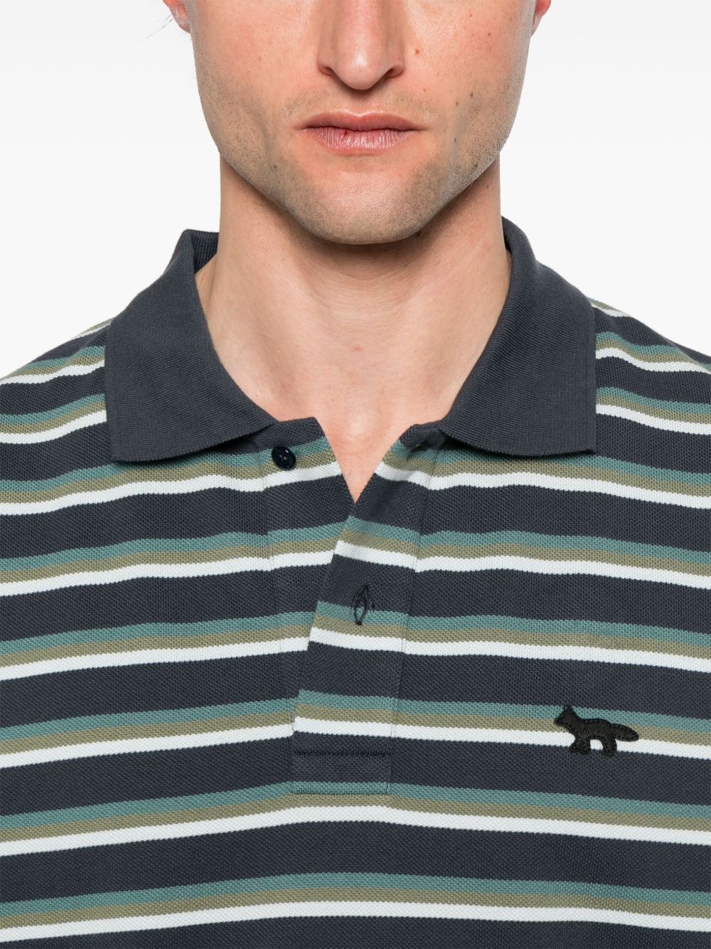 Profile Fox-patch striped polo shirt - 4