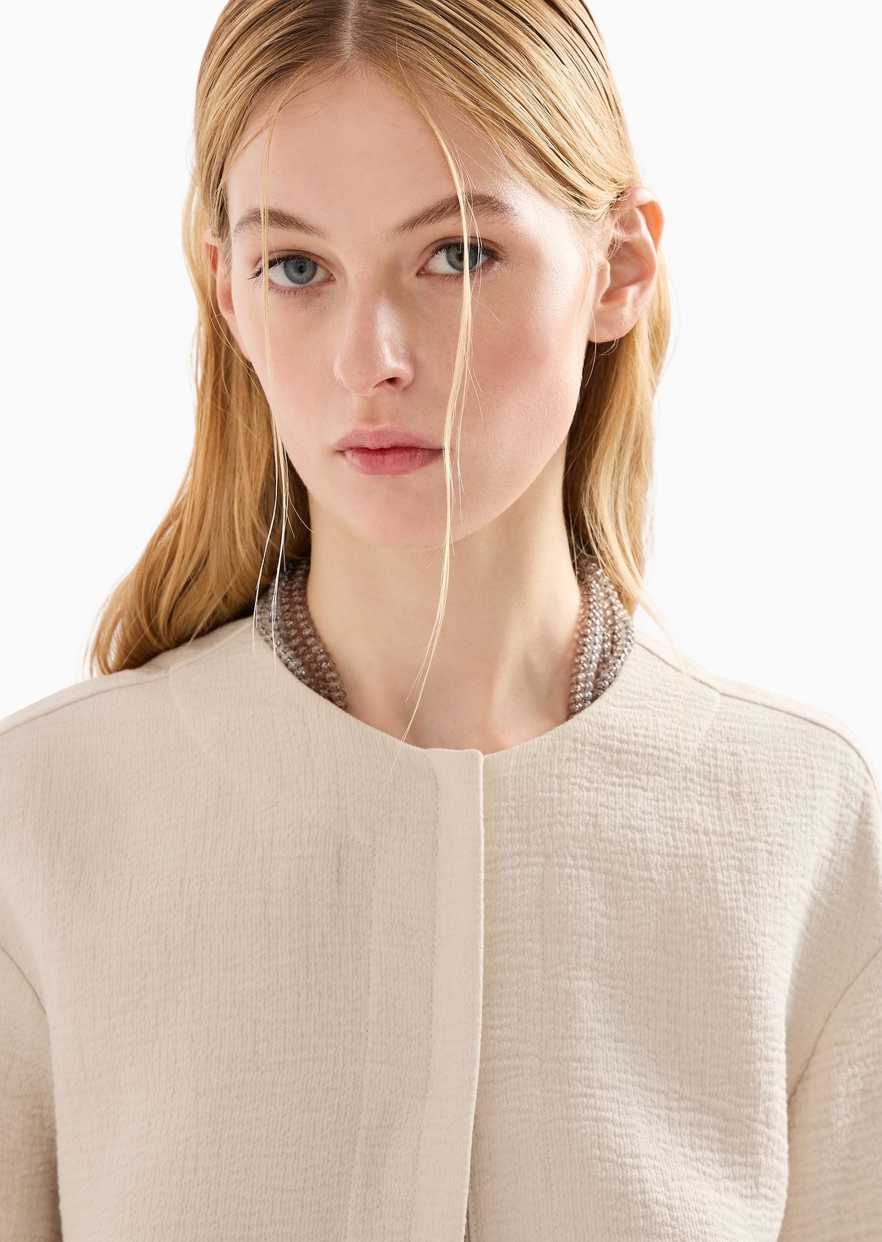Cotton double-faced crêpe zip-up jacket - 5