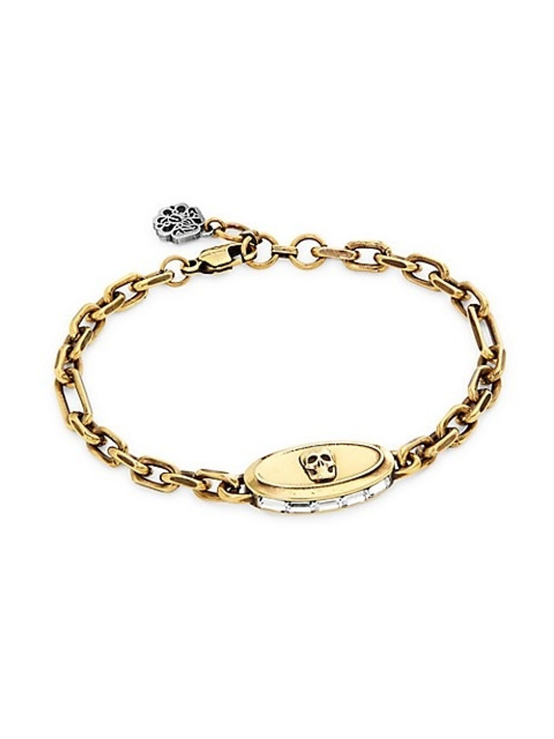 Double Signet Goldtone & CrystalChain Bracelet 1