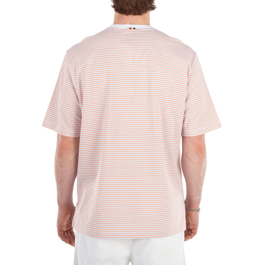 Thom Browne Men's Red Oversized Pocket Stripe T-Shirt - 6
