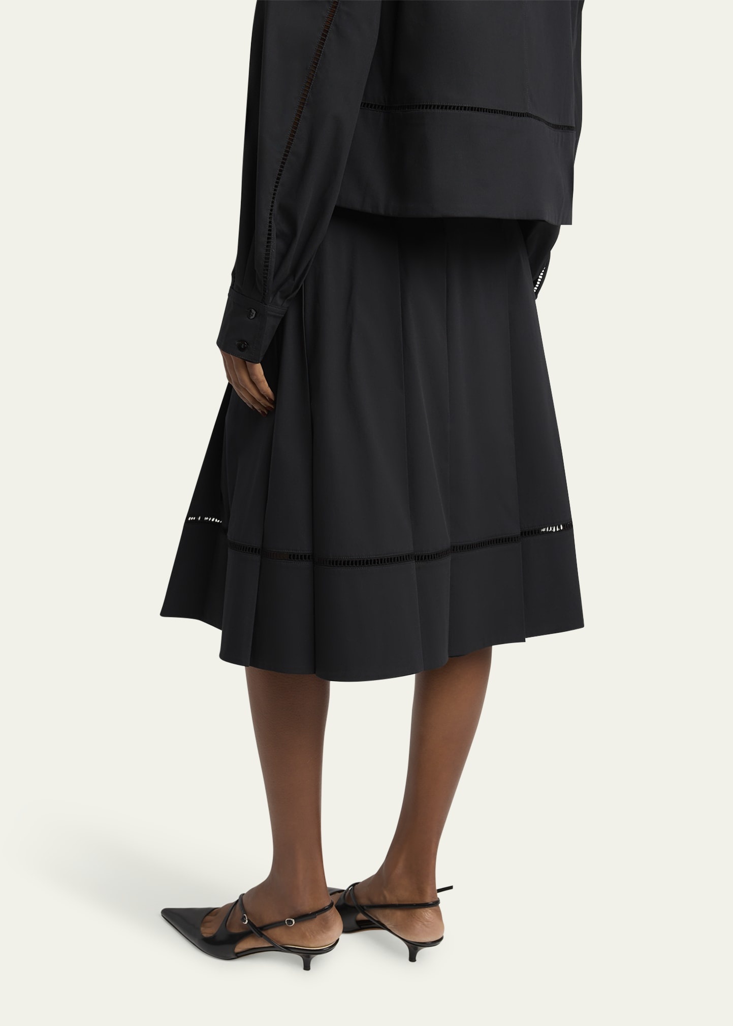 Laci Pleated Eco Cotton Poplin Midi Skirt - 3