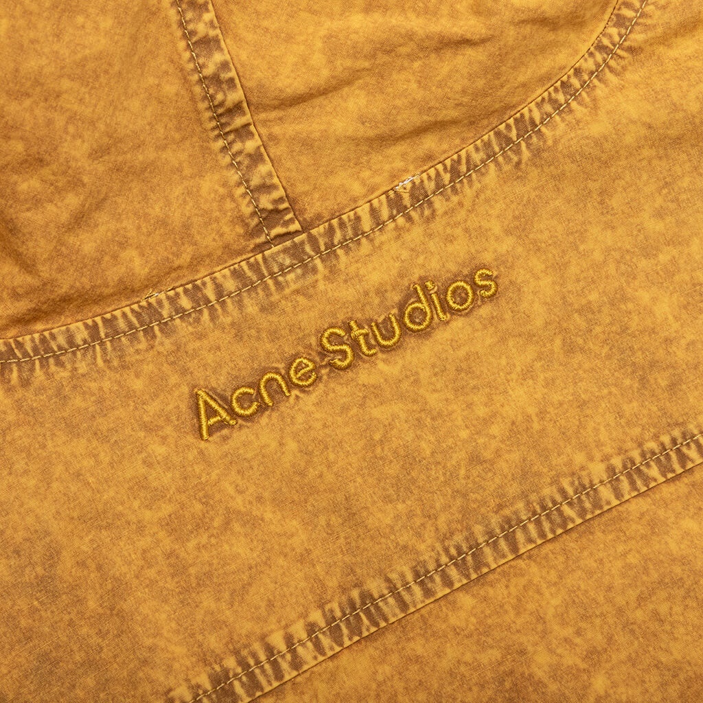 GARMENT DYED HOODED BUTTON UP SHIRT FN-MN-SHIR000861 - YELLOW/BROWN - 4
